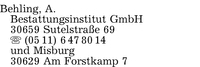 Behling Bestattungsinstitut GmbH, A.