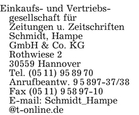 Einkaufs- und Vertriebsgesellschaft fr Zeitungen und Zeitschriften Schmidt Hampe GmbH & Co. KG