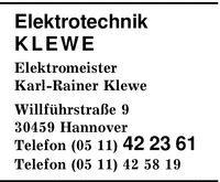 Elektrotechnik Klewe, Karl-Rainer Klewe