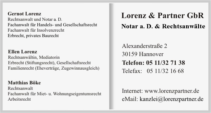 Lorenz & Partner GbR, Notar a. D. & Rechtsanwlte