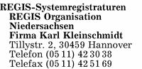 Regis-Systemregistraturen Regis Organisation-Niedersachsen Firma Karl Kleinschmidt