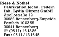 Riese & Nthel Fabrikation techn. Federn Inh. Lydia Okrent GmbH