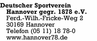Deutscher Sportverein Hannover gegrndet 1878